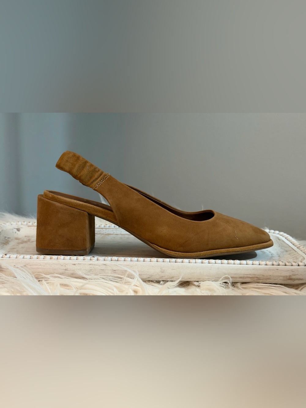 AEROSOLES Tobacco Suede Slingback Block Pumps